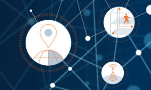 Whitepaper cover with icons (GPS pin, cell tower, man in high-rise building)
