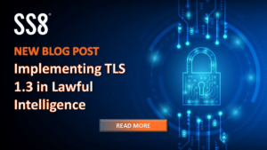 TLS blog social card: digital lock over data stream
