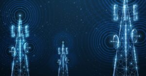 Digital cell phone towers emitting signals