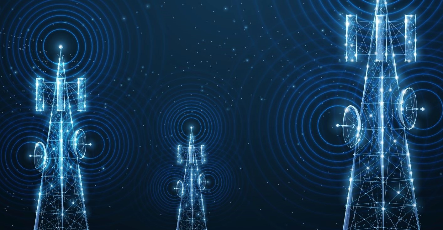 Digital cell phone towers emitting signals