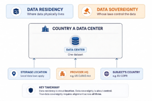 An infographic showing the differences between Data Residency and Data Sovereignty